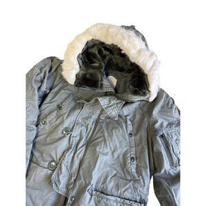 US Military Type N-3B Extreme Cold Weather Parka Wool-Blend Fur Hood Small Green
